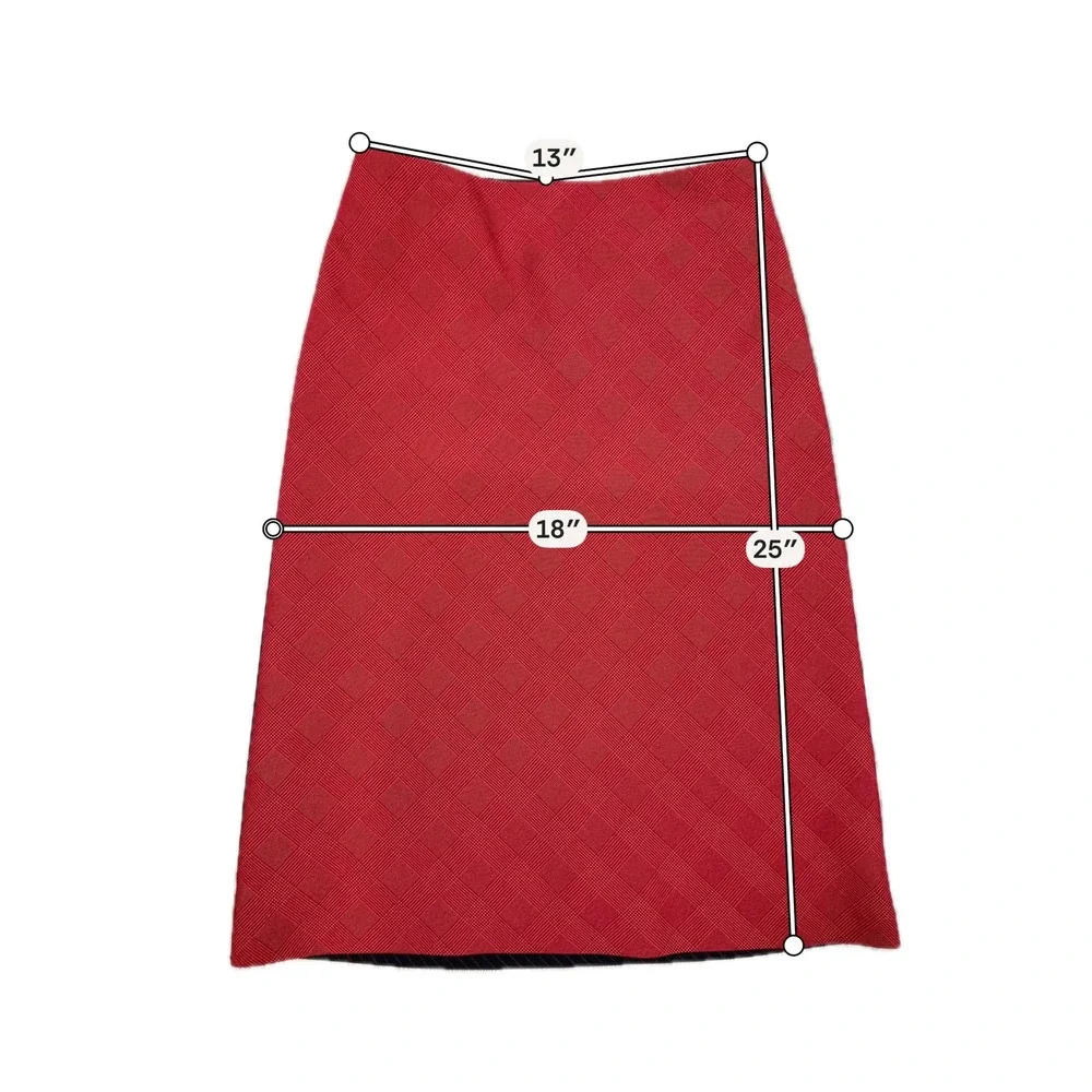Vero Moda Red Black Plaid Pinstripe Pencil Skirt‎ - SIZE 34 Edgy Grunge Split